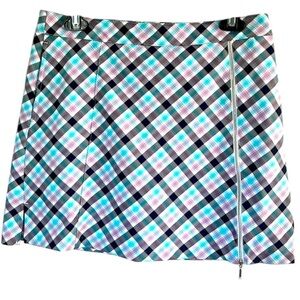 Lady Hagen Plaid Print Navy Lavender White Blue Women’s Skirt/Skort, Sz 4, EUC
